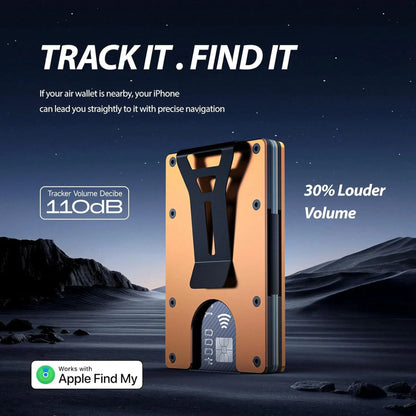 Wallet with Built in Airtag Chip, RFID Blocking Credit Card Holder,  Compatible with Find My iOS Only, Detachable Money Clip