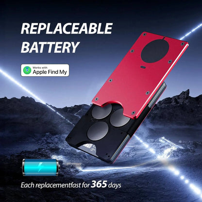 Wallet with Built in Airtag Chip, RFID Blocking Credit Card Holder,  Compatible with Find My iOS Only, Detachable Money Clip