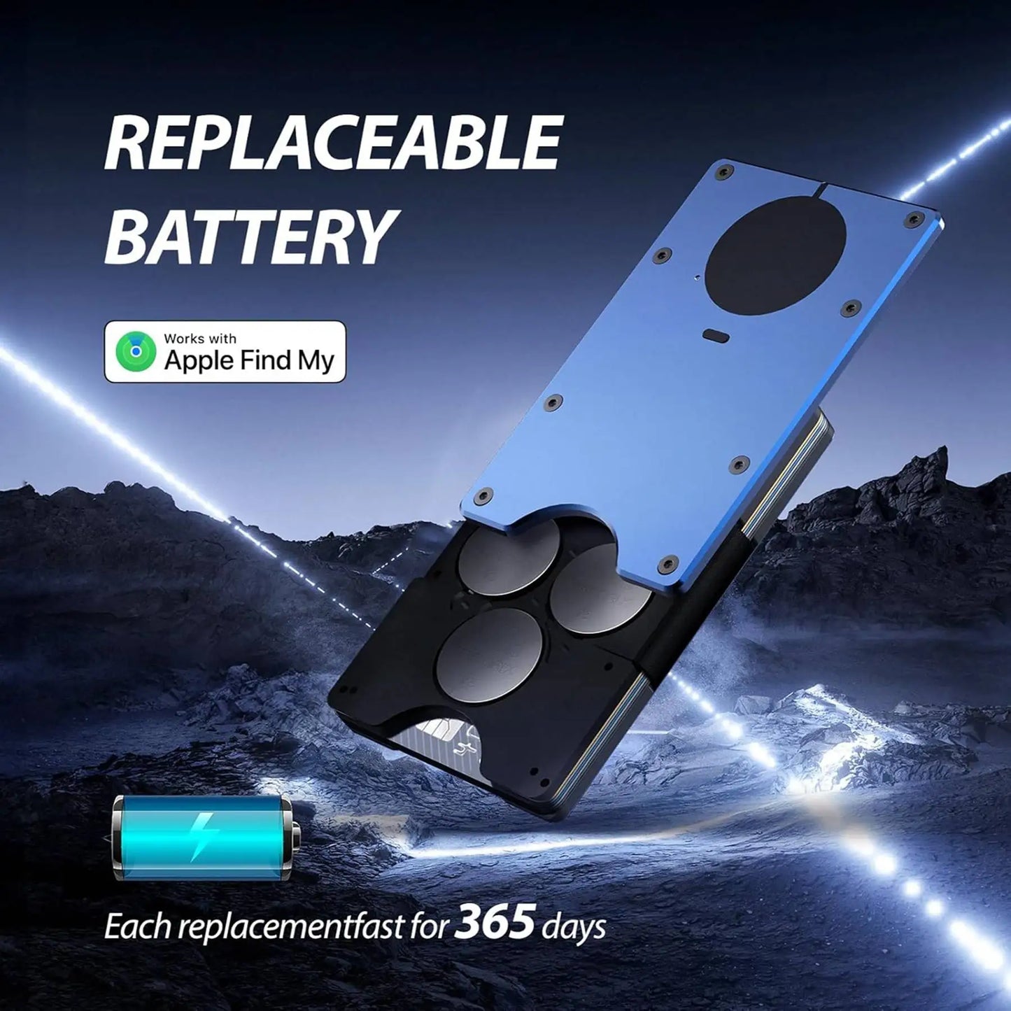 Wallet with Built in Airtag Chip, RFID Blocking Credit Card Holder,  Compatible with Find My iOS Only, Detachable Money Clip