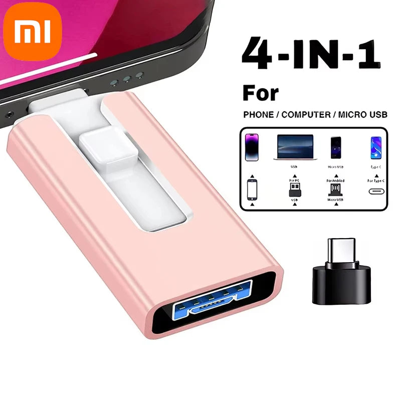 Xiaomi USB 3.0 Flash Drive 512G 256G 2TB 1TB With 4in1 For Iphone Interface Mirco Type Pendrive For Iphone7/8/11/12/13 Ipad