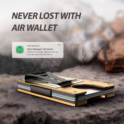 Wallet with Built in Airtag Chip, RFID Blocking Credit Card Holder,  Compatible with Find My iOS Only, Detachable Money Clip