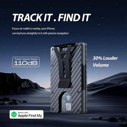 Wallet with Built in Airtag Chip, RFID Blocking Credit Card Holder,  Compatible with Find My iOS Only, Detachable Money Clip