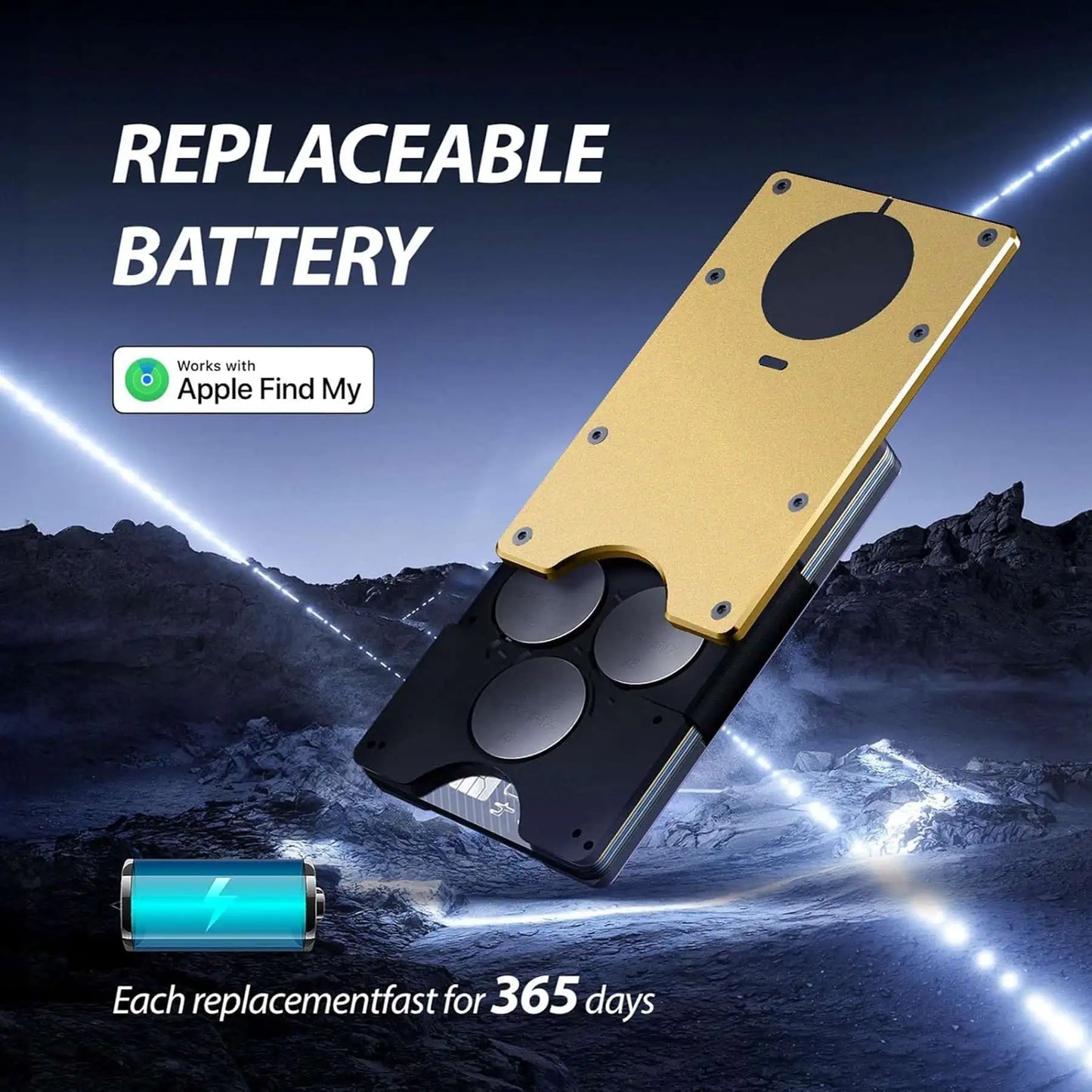 Wallet with Built in Airtag Chip, RFID Blocking Credit Card Holder,  Compatible with Find My iOS Only, Detachable Money Clip