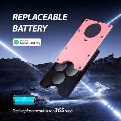 Wallet with Built in Airtag Chip, RFID Blocking Credit Card Holder,  Compatible with Find My iOS Only, Detachable Money Clip