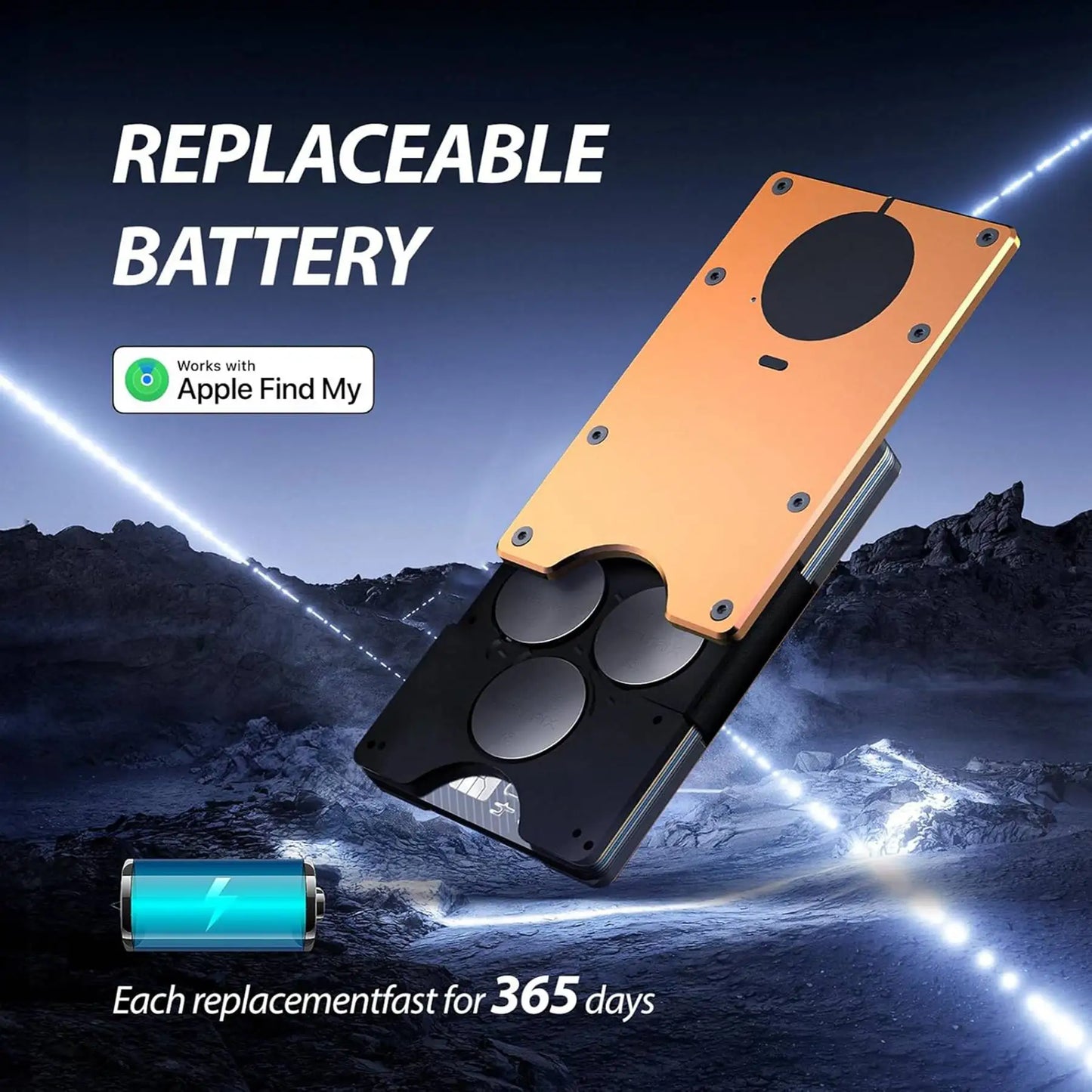 Wallet with Built in Airtag Chip, RFID Blocking Credit Card Holder,  Compatible with Find My iOS Only, Detachable Money Clip