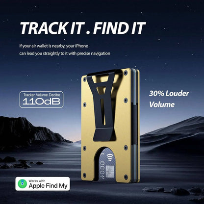 Wallet with Built in Airtag Chip, RFID Blocking Credit Card Holder,  Compatible with Find My iOS Only, Detachable Money Clip